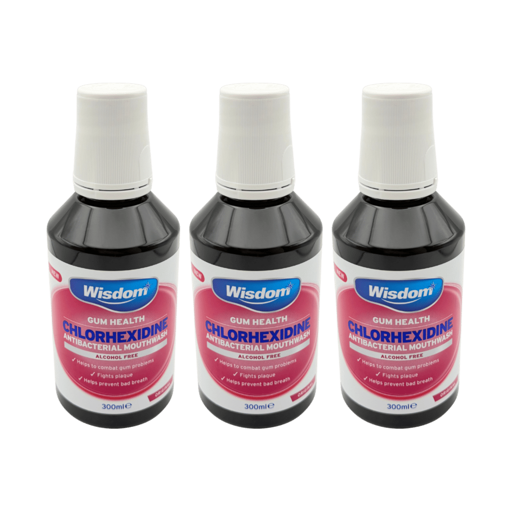 Wisdom Chlorhexidine Original Alcohol Free Mouthwash 300ml - 3 Pack