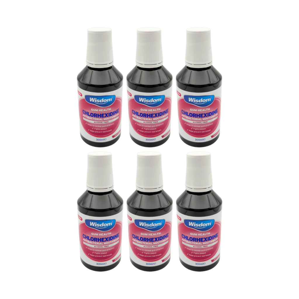 Wisdom Chlorhexidine Original Alcohol Free Mouthwash 300ml - 6 Pack