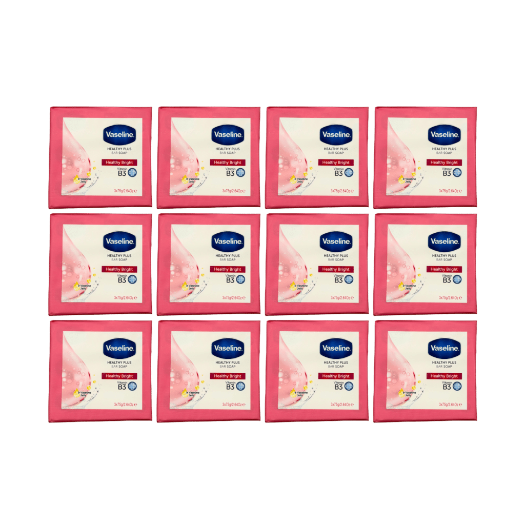 12 x Vaseline Healthy Plus Healthy Bright Bar Soap 3 x 75g (36 Bars Total)