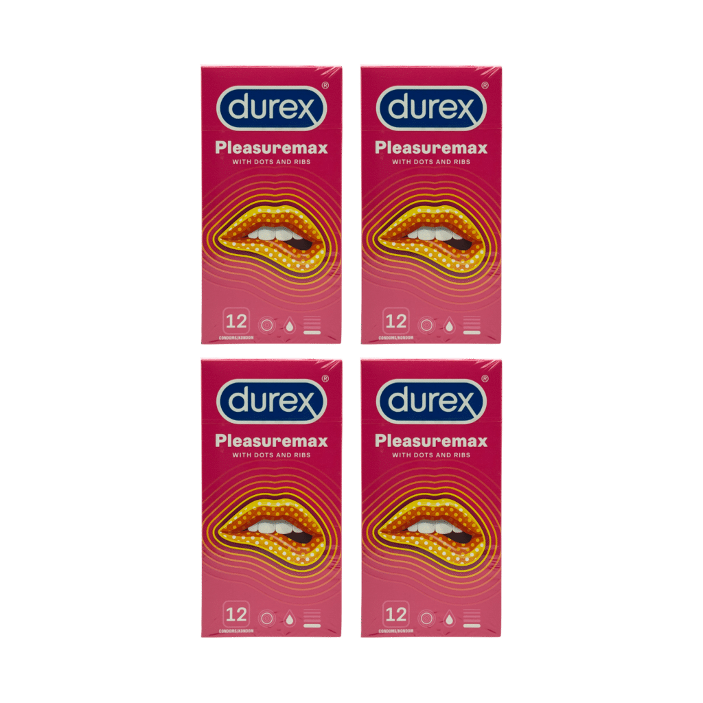 4 x Durex Pleasure Max Condoms Ribbed and Dotted 12 Pack (48 Condoms Total)
