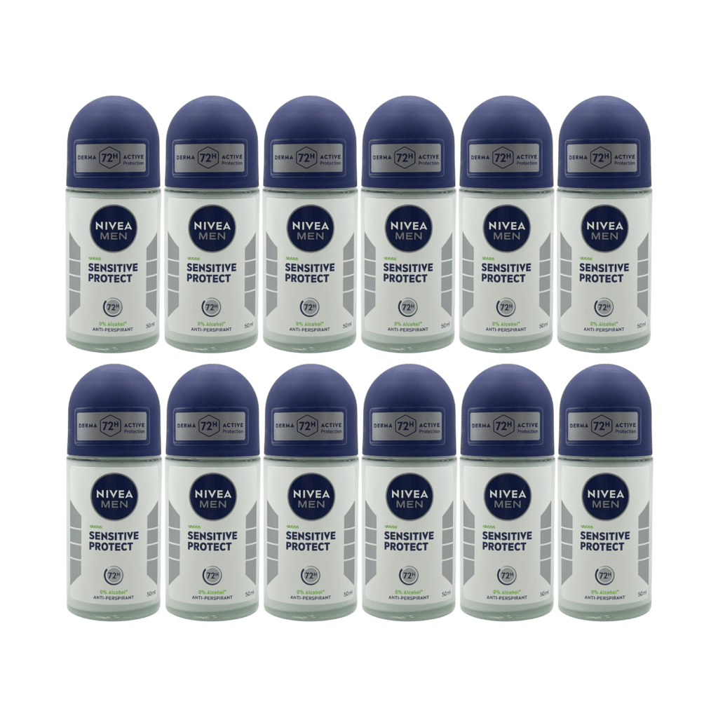 NIVEA MEN Sensitive Protect 72HR Antiperspirant Deodorant Roll-On 50ml - 12 Pack