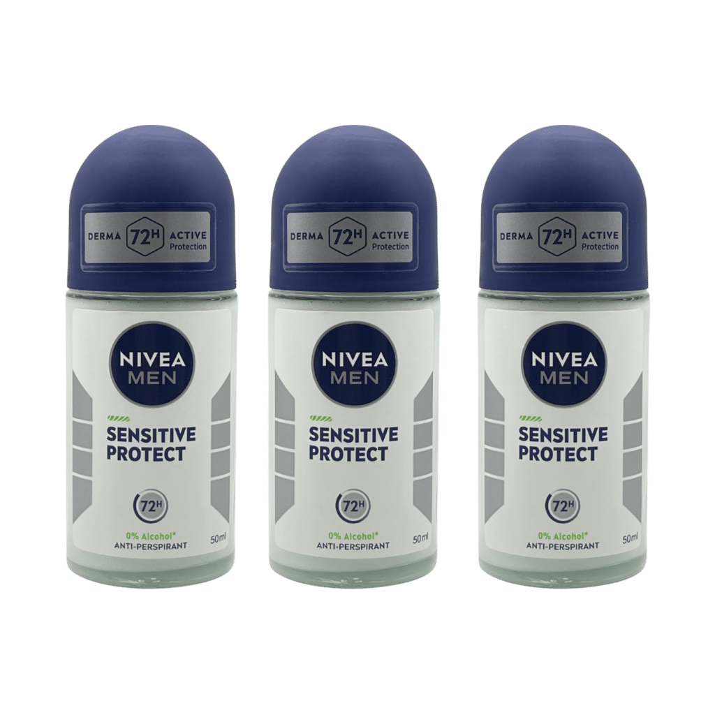 NIVEA MEN Sensitive Protect 72HR Antiperspirant Deodorant Roll-On 50ml - 3 Pack