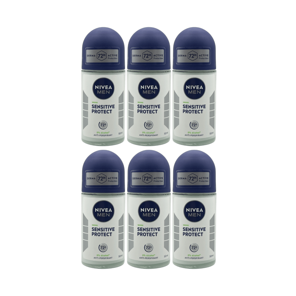NIVEA MEN Sensitive Protect 72HR Antiperspirant Deodorant Roll-On 50ml - 6 Pack