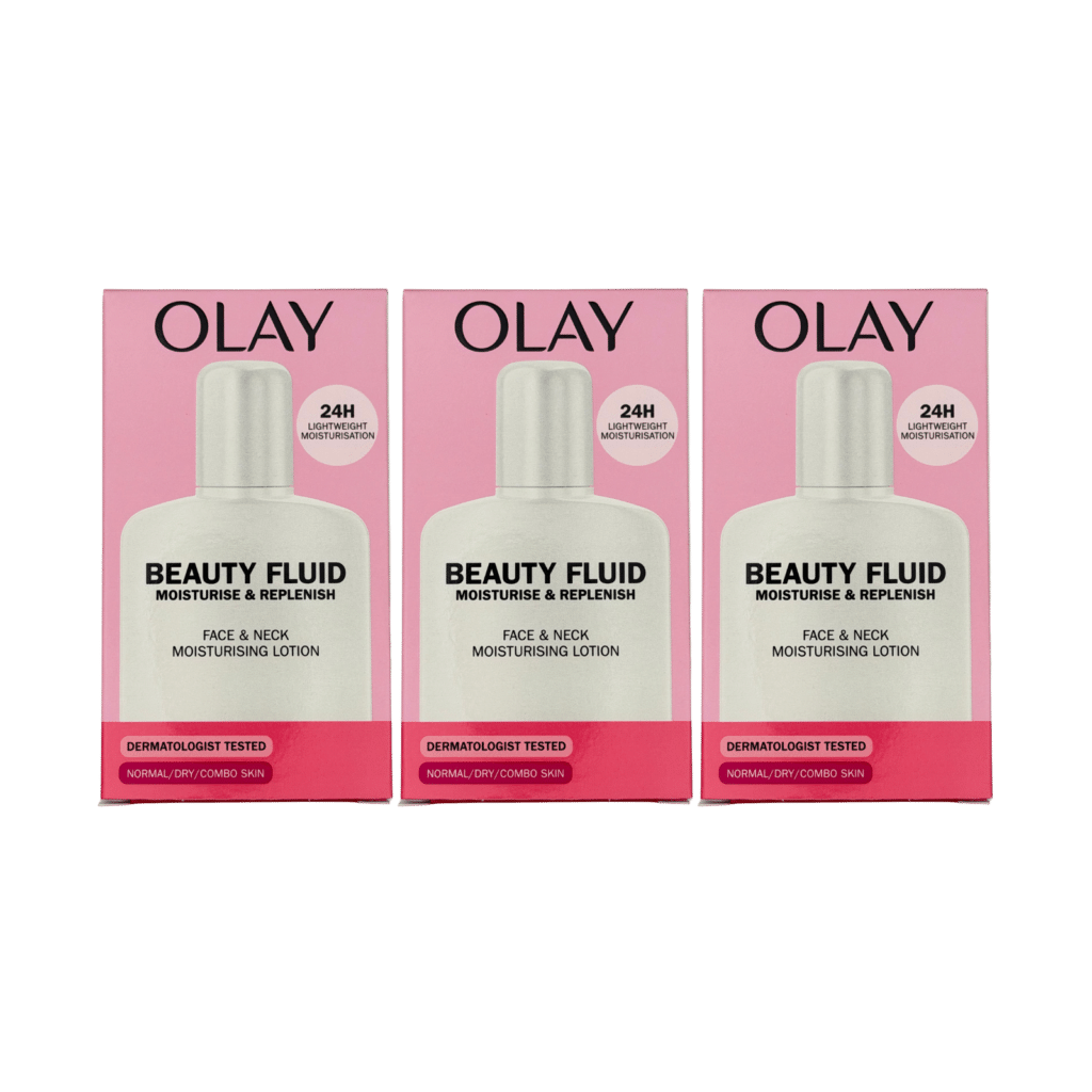 Olay Beauty Fluid Moisturiser Face & Body 100ml - 3 Pack