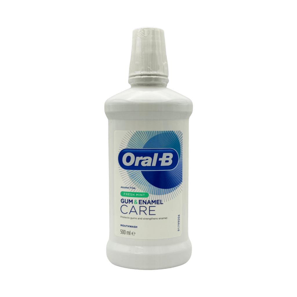 Oral-b gum enamel care fresh mint mouthwash 500ml front view