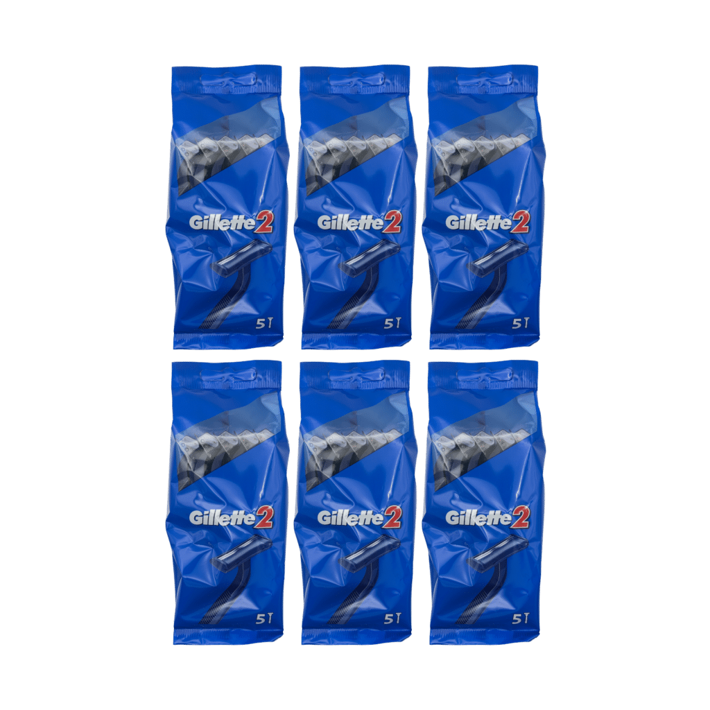 6 x Gillette 2 Disposable Razors 5 Pack (30 Razors Total)