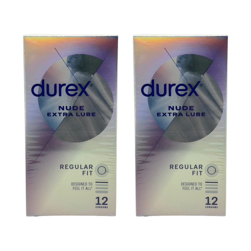 2 x Durex Nude Extra Lube Ultra Thin Regular Fit Condoms 12 Pack (24 Condoms Total)