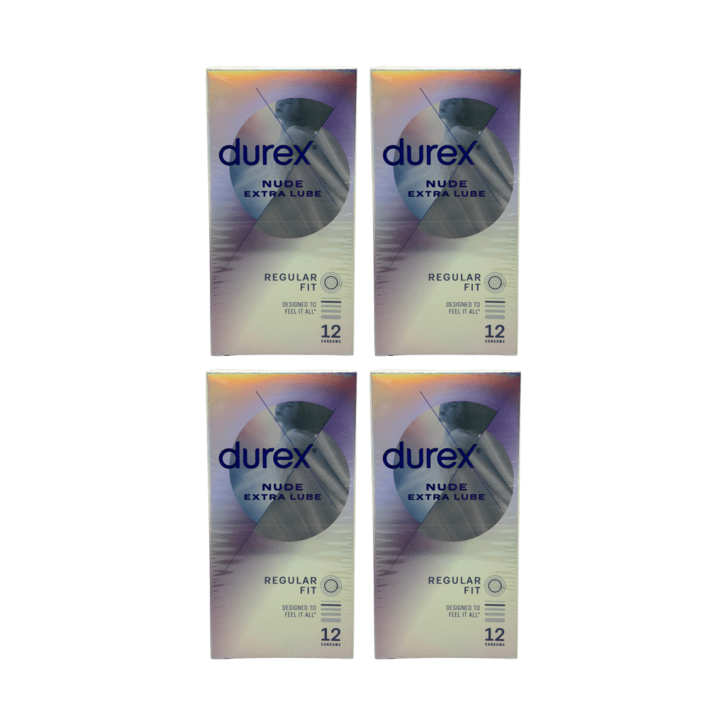 4 x Durex Nude Extra Lube Ultra Thin Regular Fit Condoms 12 Pack (48 Condoms Total)