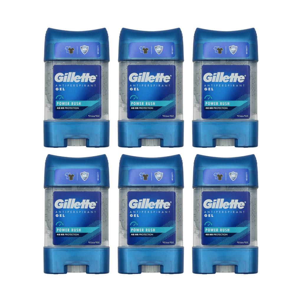 Gillette Power Rush Antiperspirant Gel 70ml - 6 Pack