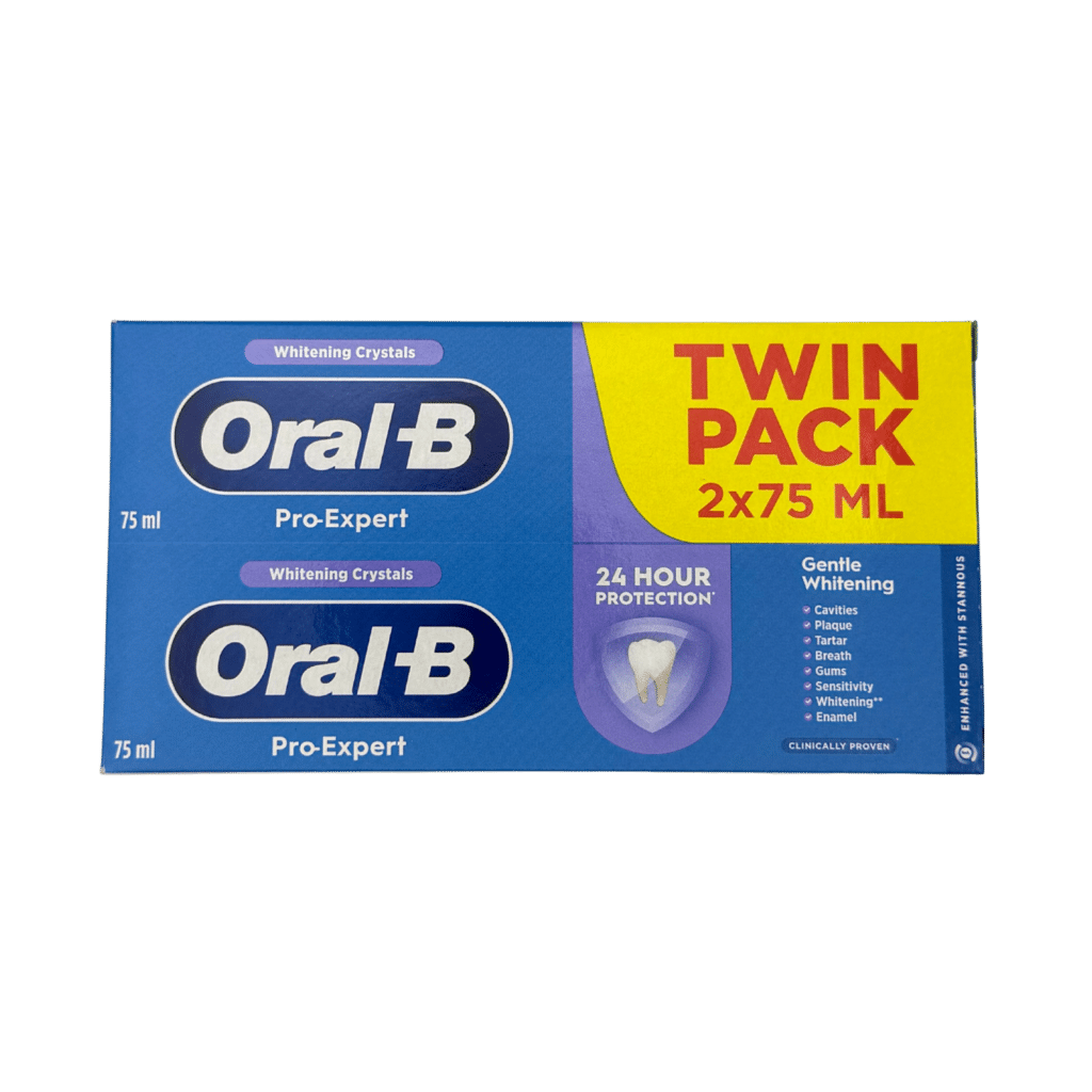 Oral-b pro-expert gentle whitening toothpaste 2 x 75ml twin pack front view