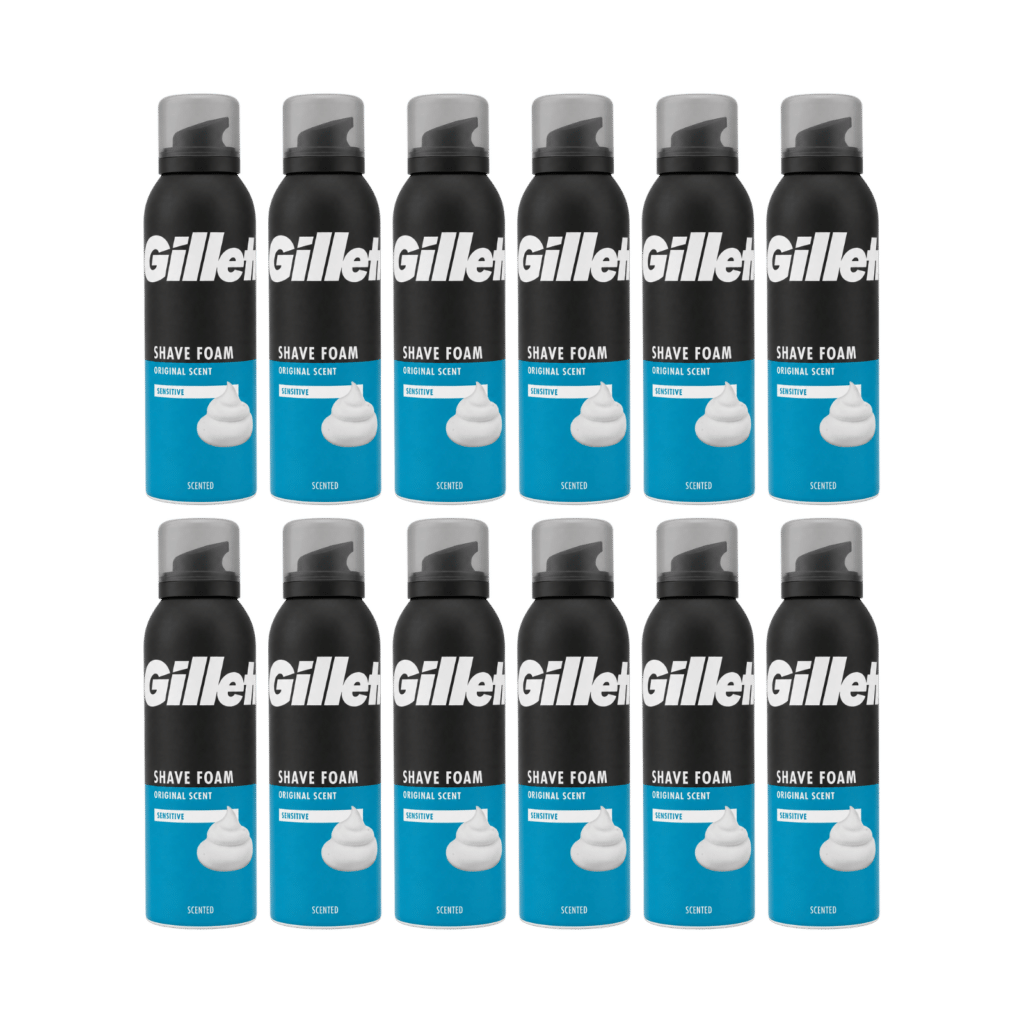 Gillette Shaving Foam Original Scent Sensitive Skin 200ml - 12 Pack