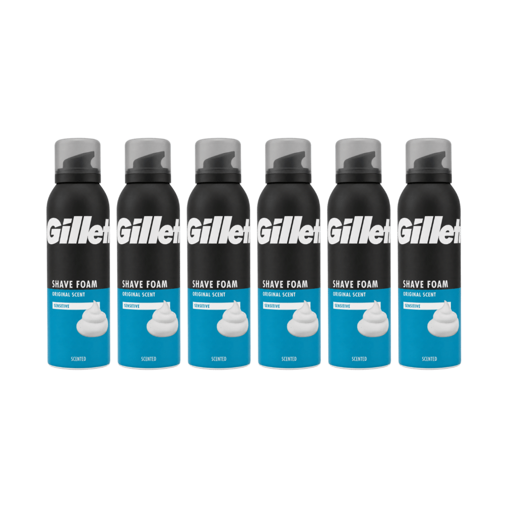 Gillette Shaving Foam Original Scent Sensitive Skin 200ml - 6 Pack