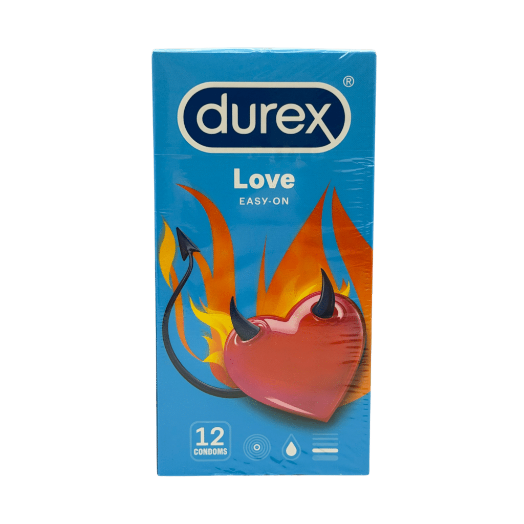 Durex love easy-on condoms 12 pack front view