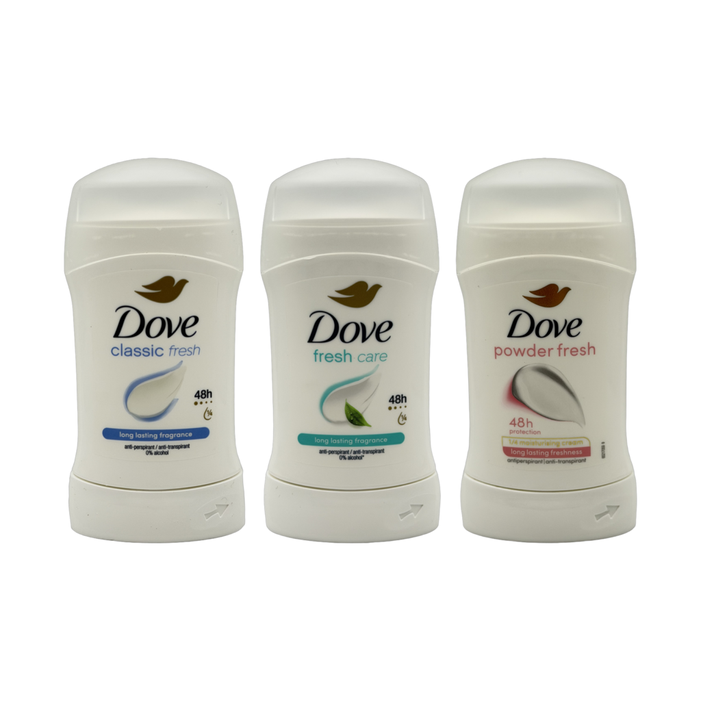 Dove 48H anti-perspirant stick 50ml full range