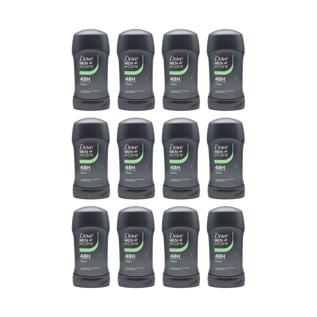 Dove Men+Care fresh 48H anti-perspirant stick 50ml 12 pack front view