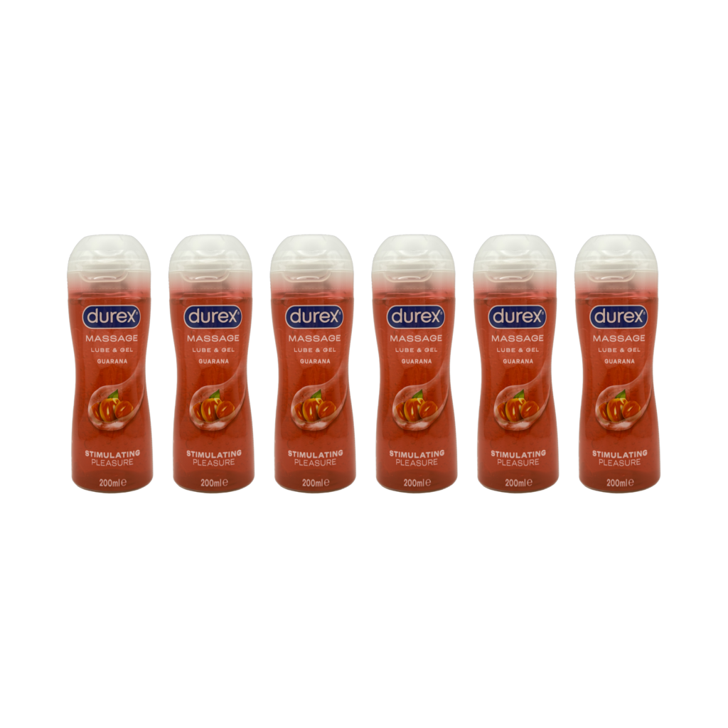 Durex massage lube & gel guarana 200ml 6 pack front view